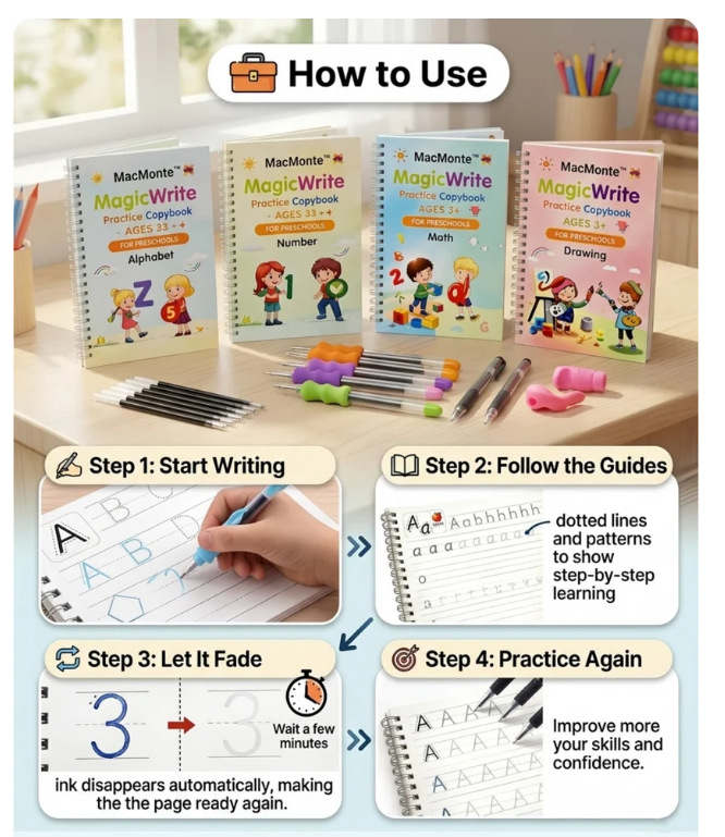 Kids Magic Practice Reusable Book